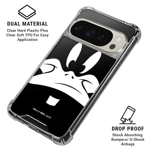 Looney Tunes Daffy Duck Plain Black and White Pixel 9/9 Pro Clear Case
